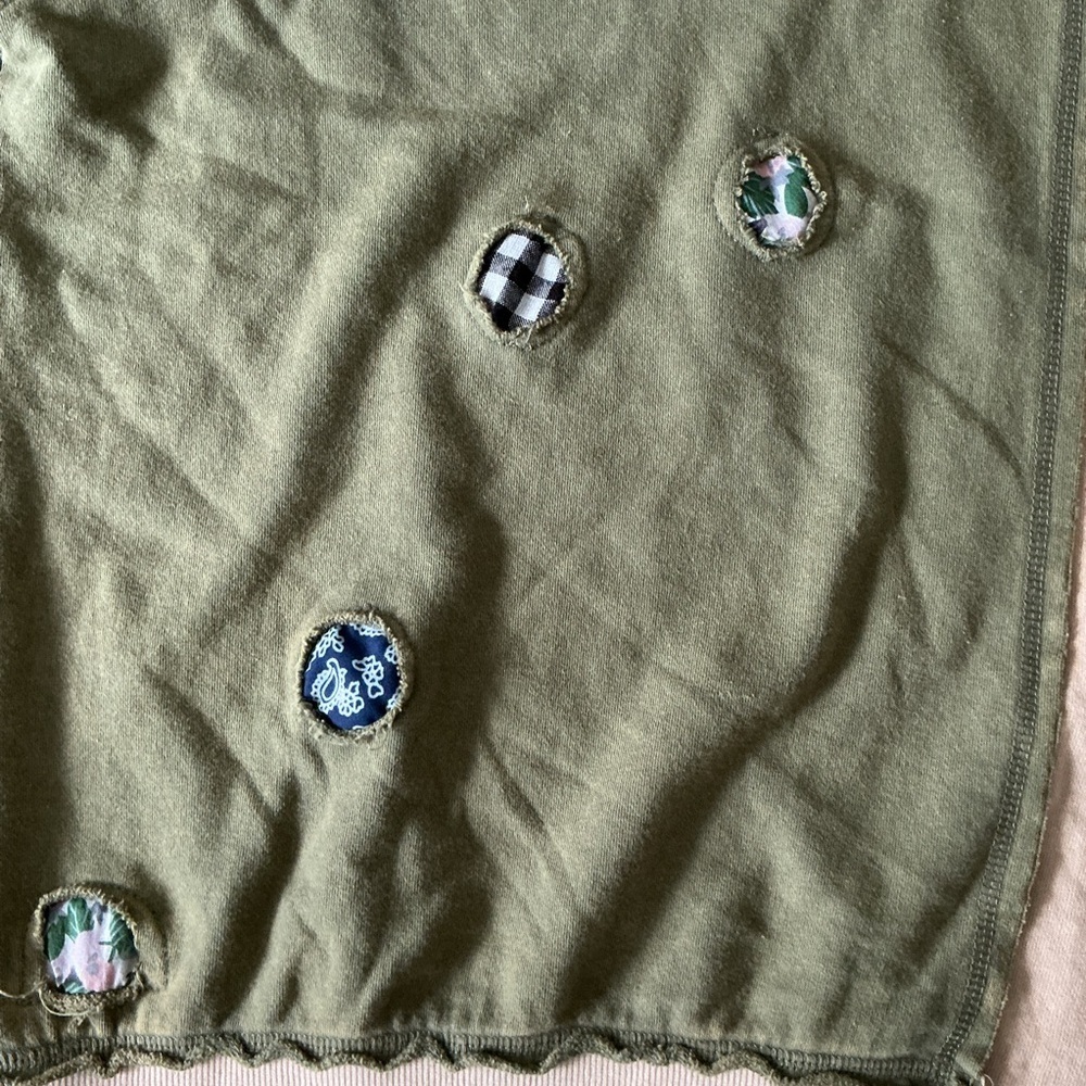 Easel Women’s Green and Cream Patchwork Hoodie - Picture 3 of 7